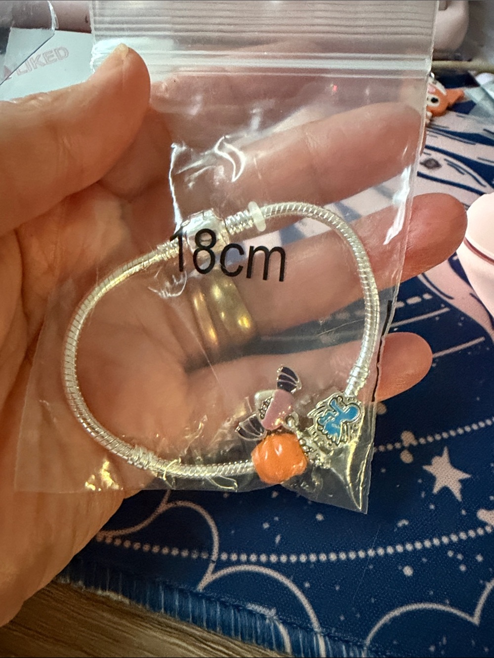 Silver-Tone Charm Bracelet with Orange Pumpkin & Pink Bow Charms
